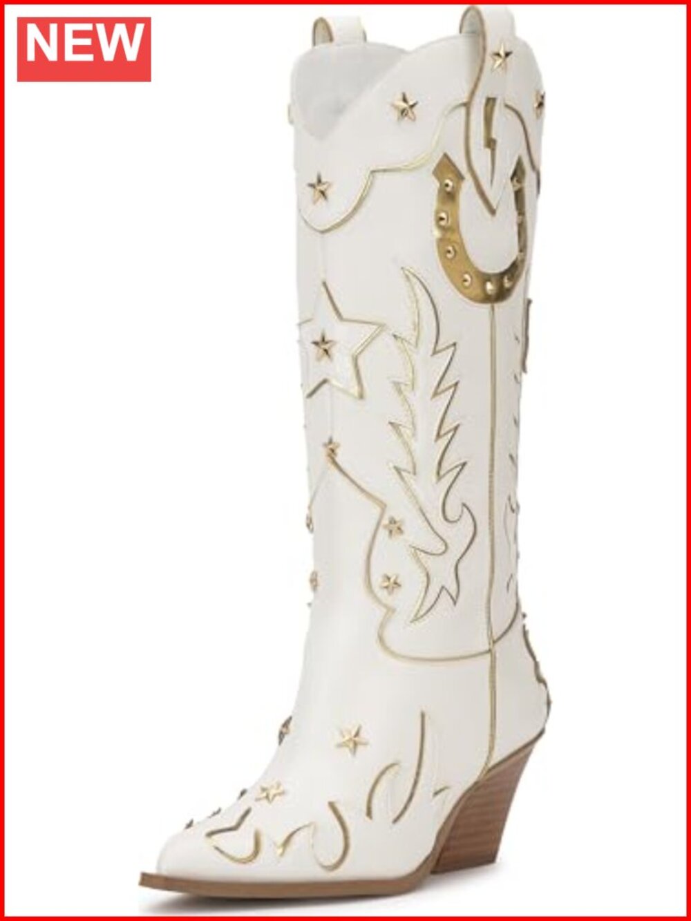Faux Leather Knee-High Equestrian Boots Pointed Toe Stacked Heel